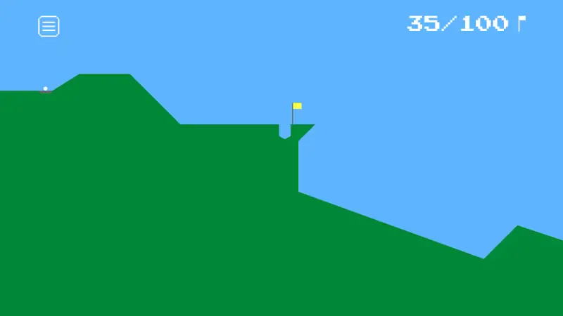 Schermata di Mini golf con una collina verde e la bandierina della buca